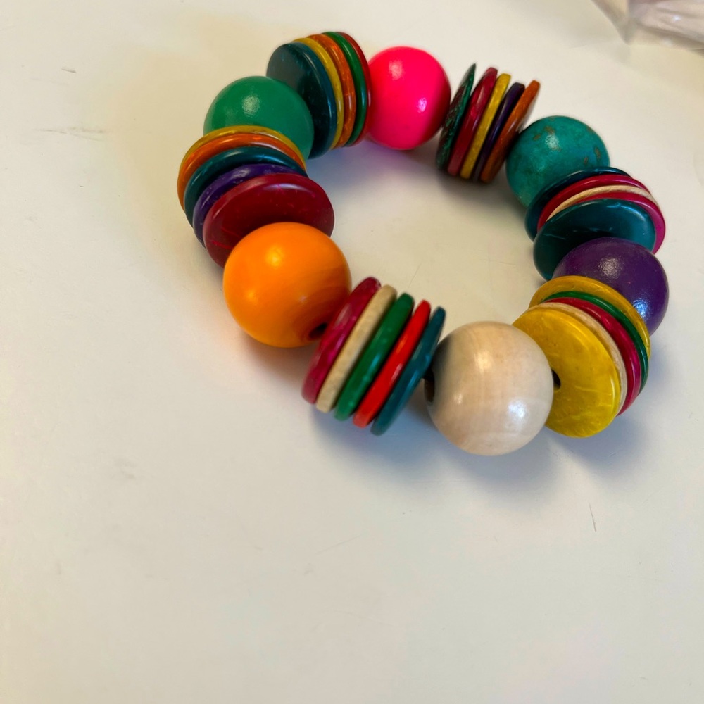 Colorful Beaded Wood Bracelet
